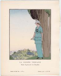 "La Soirée Toscane - Robe d'après-midi de Dœuillet," plate VIII from Gazette du Bon Ton, Volume 2, No. 12