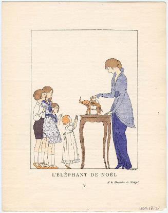 "L'Éléphant de Noël," advertisement from Gazette du Bon Ton, Volume 1, No. 1, p. 37