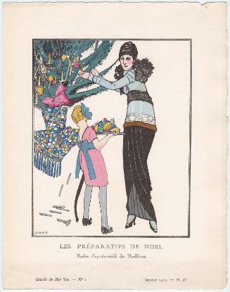 "Les Préparatifs de Noel - Robe d'après-midi de Redfern," plate IV from Gazette du Bon Ton, Volume 1, No. 1