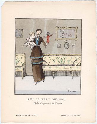 "Ah! Le Beau Guignol... - Robe d'après-midi de Doucet," plate VIII from Gazette du Bon Ton, Volume 1, No. 1