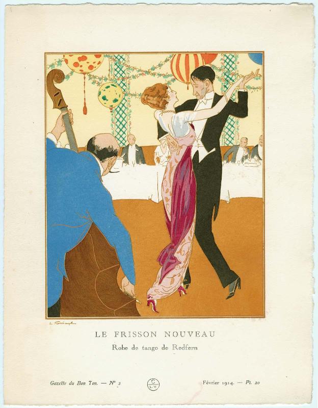 "Le Frisson Nouveau - Robe de tango de Redfern," plate 20 from Gazette du Bon Ton, Volume 1, No. 2