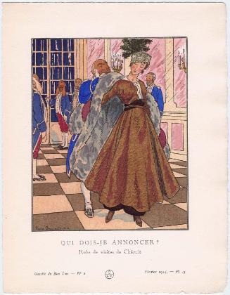 "Qui Dois-Je Annoncer? - Robe de visites de Chéruit," plate 15 from Gazette du Bon Ton, Volume 1, No. 2