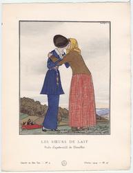 "Les Sœurs de Lait - Robe d'après-midi de Dœuillet," plate 17 from Gazette du Bon Ton, Volume 1, No. 2