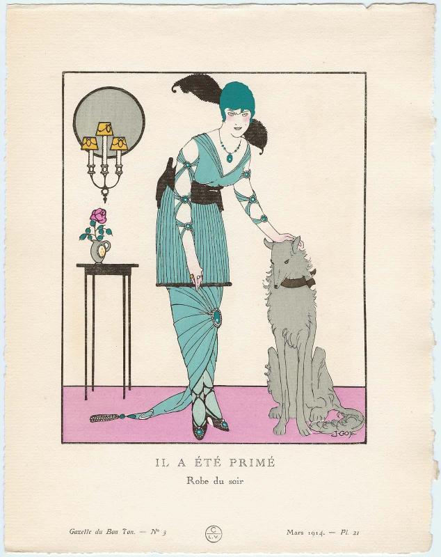 "Il A Été Primé - Robe du soir," plate 21 from Gazette du Bon Ton, Volume 1, No. 3
