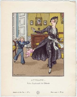 "Attrape!.. - Robe d'après-midi de Chéruit," plate 23 from Gazette du Bon Ton, Volume 1, No. 3
