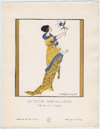 "La Fleur Merveilleuse - Robe du soir de Doucet," plate 25 from Gazette du Bon Ton, Volume 1, No. 3