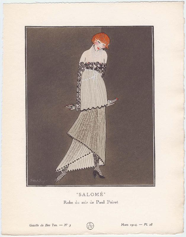 "Salomé - Robe du soir de Paul Poiret," plate 28 from Gazette du Bon Ton, Volume 1, No. 3
