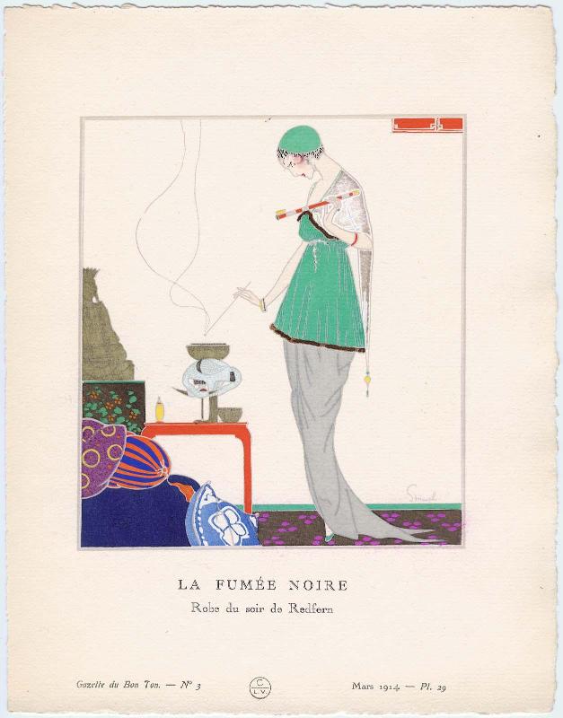 "La Fumée Noire - Robe du soir de Redfern," plate 29 from Gazette du Bon Ton, Volume 1, No. 3