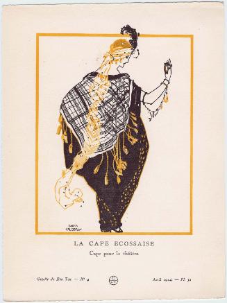 "La Cape Ecossaise - Cape pour le théâtre," plate 32 from Gazette du Bon Ton, Volume 1, No. 4