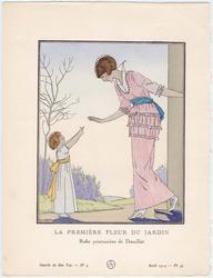 "La Première Fleur du Jardin - Robe printanière de Dœuillet," plate 35 from Gazette du Bon Ton, Volume 1, No. 4