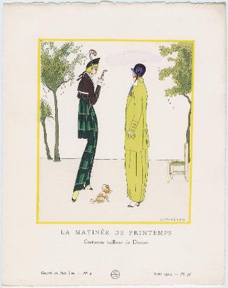 "La Matinée de Printemps - Costumes tailleur de Doucet," plate 36 from Gazette du Bon Ton, Volume 1, No. 4