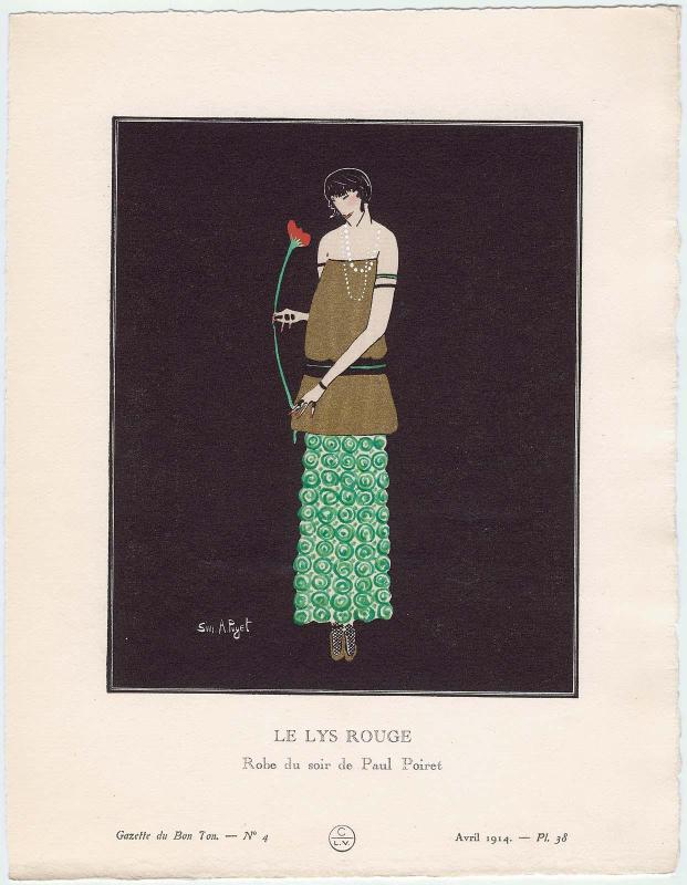 "Le Lys Rouge - Robe du soir de Paul Poiret," plate 38 from Gazette du Bon Ton, Volume 1, No. 4