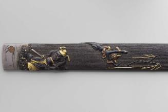 Kozuka with design of Shoki spotting an oni's reflection in a stream