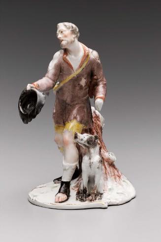 Beggar, man with staff and dog