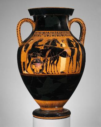 Two-handled jar (amphora) with Dionysos in a vineyard