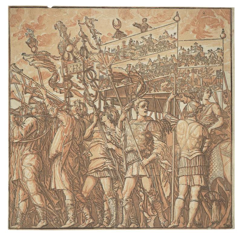 The Triumph of Caesar, Plate 1: Trumpeters and Standard Bearers