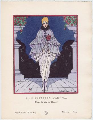 "Elle S'Appelle Manon... - Cape du soir de Doucet," plate 45 from Gazette du Bon Ton, Volume 1, No. 5