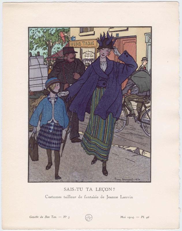 "Sais-Tu Ta Leçon? - Costumes tailleur de fantaisie de Jeanne Lanvin," plate 46 from Gazette du Bon Ton, Volume 1, No. 5