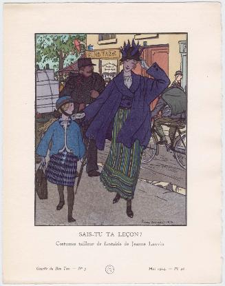 "Sais-Tu Ta Leçon? - Costumes tailleur de fantaisie de Jeanne Lanvin," plate 46 from Gazette du Bon Ton, Volume 1, No. 5
