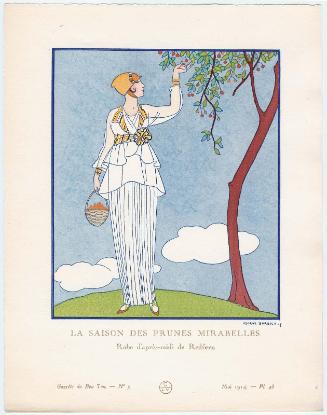"La Saison des Prunes Mirabelles - Robe d'après-midi de Redfern," plate 48 from Gazette du Bon Ton, Volume 1, No. 5