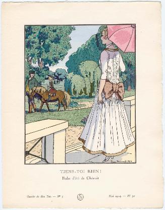 "Tiens-Toi Bien! - Robe d'été de Chéruit," plate 50 from Gazette du Bon Ton, Volume 1, No. 5
