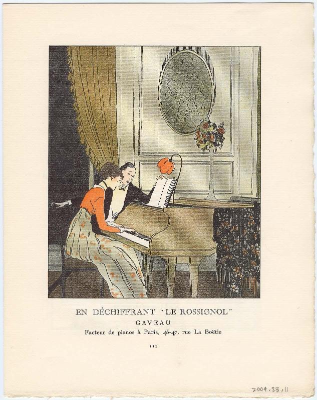 "En déchiffrant 'Le Rossignol,'" advertisement from Gazette du Bon Ton, Volume 1, No. 6, p. III
