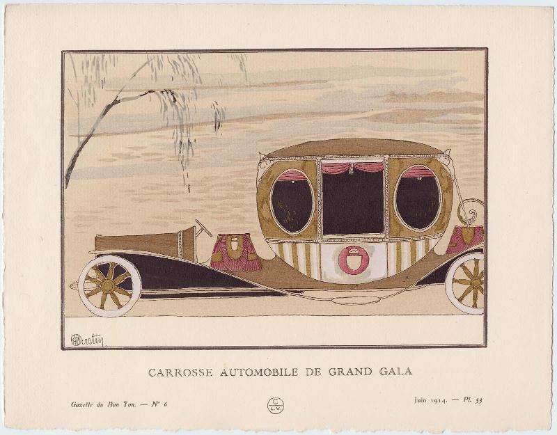 "Carrosse Automobile de Grand Gala," plate 53 from Gazette du Bon Ton, Volume 1, No. 6