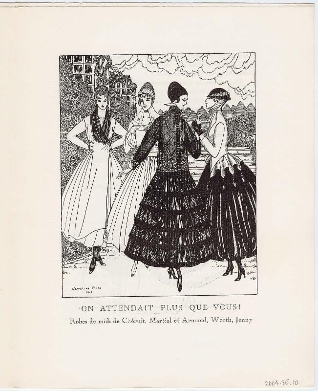 "On attendait plus que vous!," illustration from Gazette du Bon Ton, Volume 2, No. 8–9, p. 25