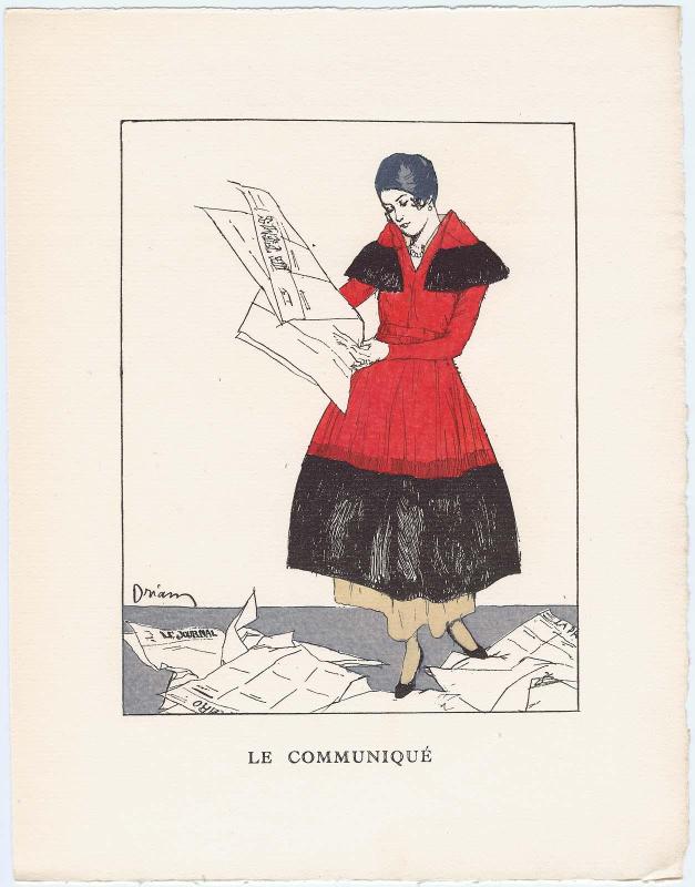 "Le Communiqué," illustration from Gazette du Bon Ton, Volume 2, No. 8–9, p. 39