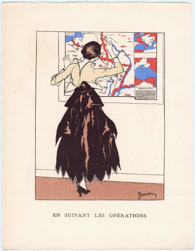 "En suivant les opérations," illustration from Gazette du Bon Ton, Volume 2, No. 8–9, p. 59