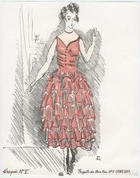 "Modes de Printemps. Soieries de Bianchini-Férier & Cie," croquis V from Gazette du Bon Ton, Volume 1, No. 1