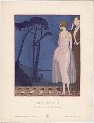"La Douce Nuit - Robe à danser, de Worth," plate 13 from Gazette du Bon Ton, Volume 1, No. 2