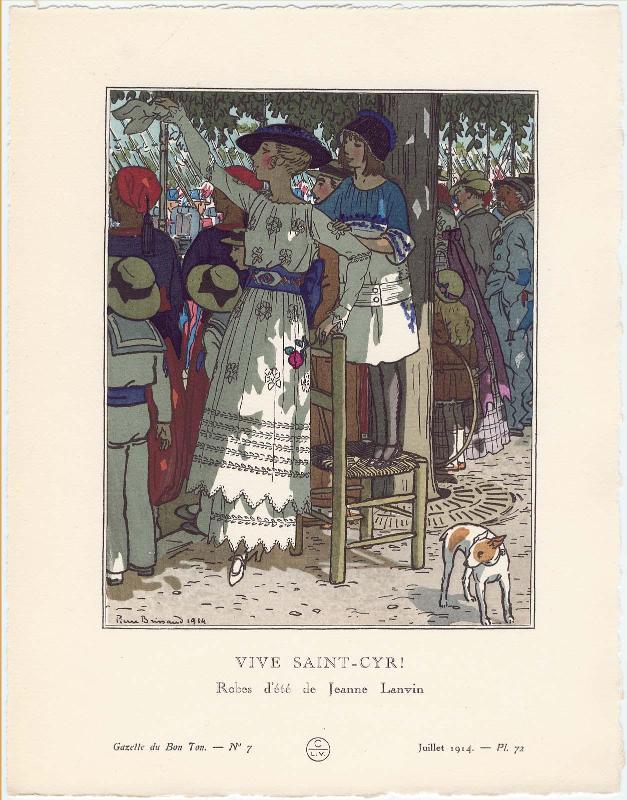 "Vive Saint-Cyr! - Robes d'été de Jeanne Lanvin," plate 72 from Gazette du Bon Ton, Volume 2, No. 7