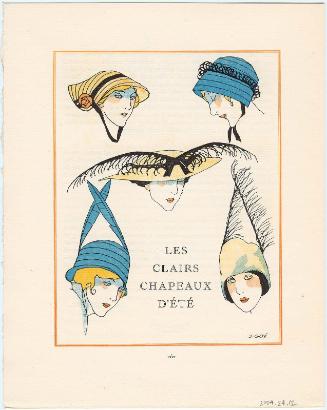"Les Clairs Chapeaux d'Été," illustration from Gazette du Bon Ton, Volume 2, No. 7, p. 252