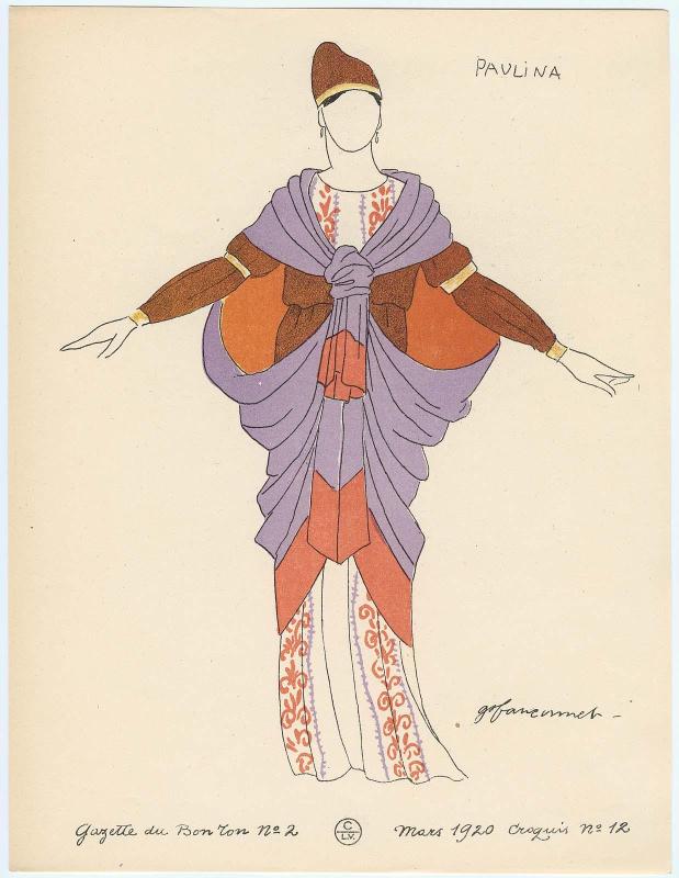 "Maquettes de Costumes pour le 'Conte d'Hiver,'" croquis 12 from Gazette du Bon Ton, Volume 1, No. 2