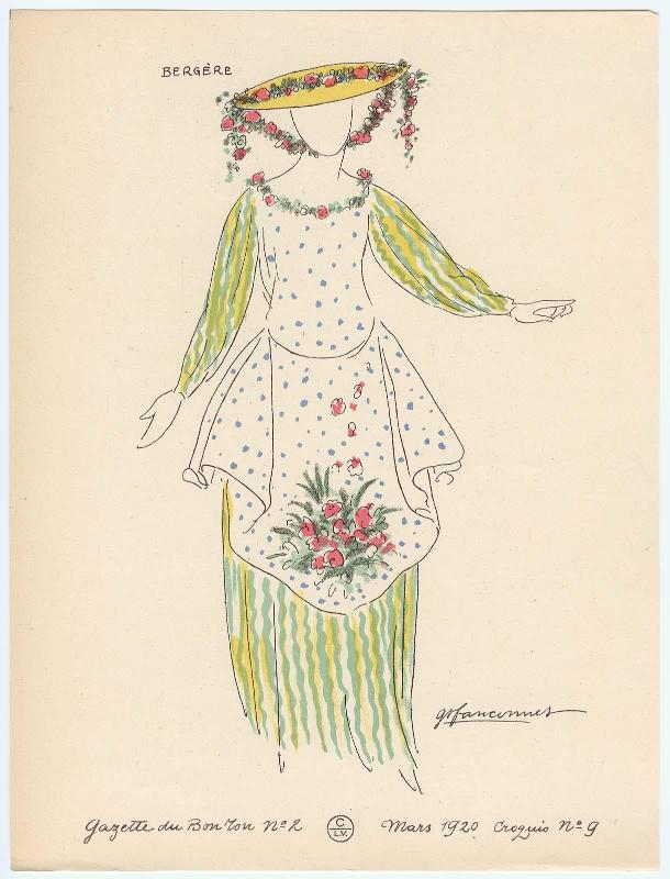 "Maquettes de Costumes pour le 'Conte d'Hiver,'" croquis 9 from Gazette du Bon Ton, Volume 1, No. 2