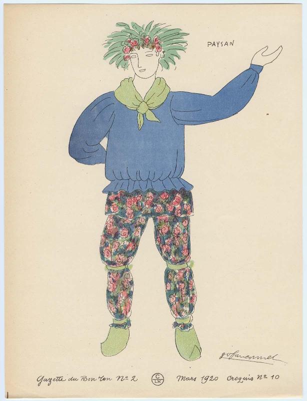 "Maquettes de Costumes pour le 'Conte d'Hiver,'" croquis 10 from Gazette du Bon Ton, Volume 1, No. 2