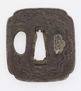 Tsuba with design of stylized dragons and clouds
