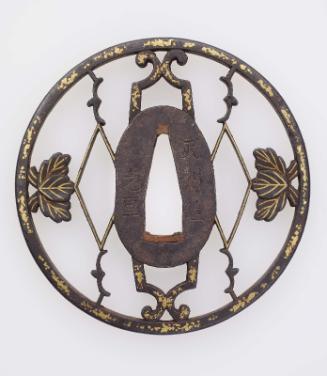 Tsuba with design of koto bridges (ji) and paulownia leaves