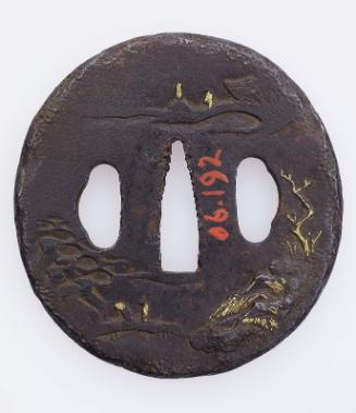 Tsuba with design of landscape with figures