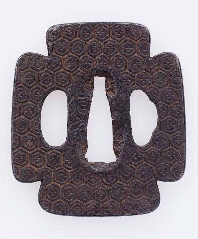 Tsuba with kikkomon ground