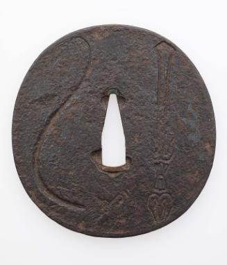Tsuba with design of vajra and stylized dragon