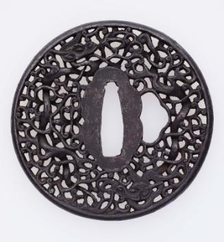 Tsuba with design of dragons and foliage