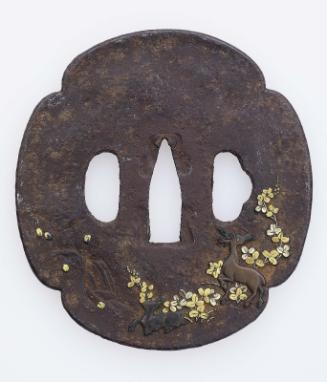 Tsuba with design of deer and lespedeza