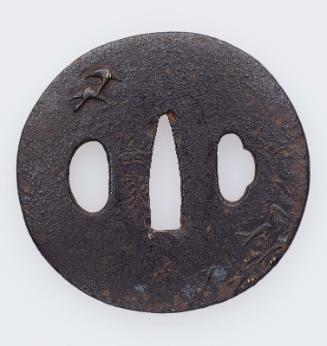 Tsuba with design of geese and reeds