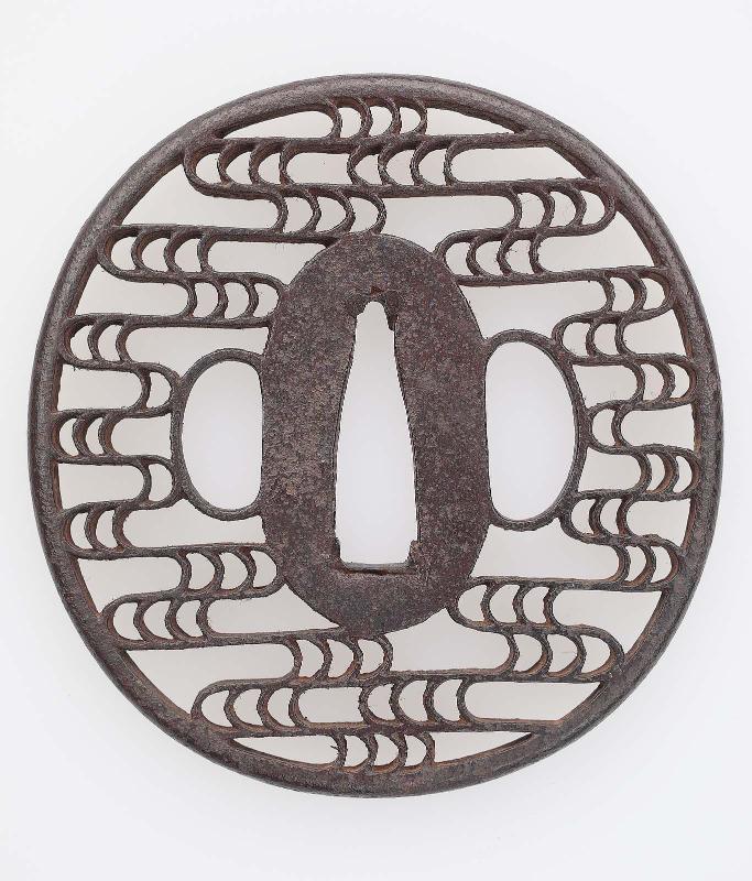 Tsuba with design of stylized waves