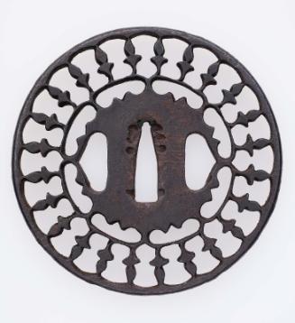 Tsuba with stylized floral design