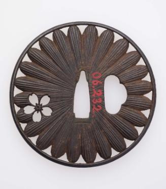 Tsuba with design of chrysanthemum and cherry