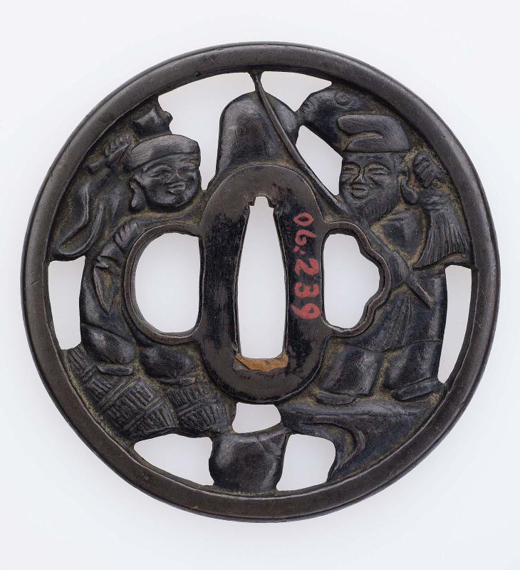 Tsuba with design of Daikoku and Ebisu
