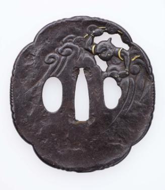 Tsuba with design of Raijin raising a storm